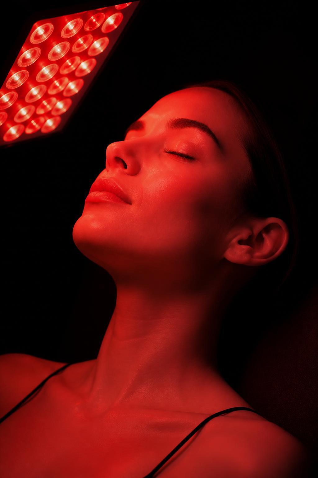 Rutina de piel con luz roja